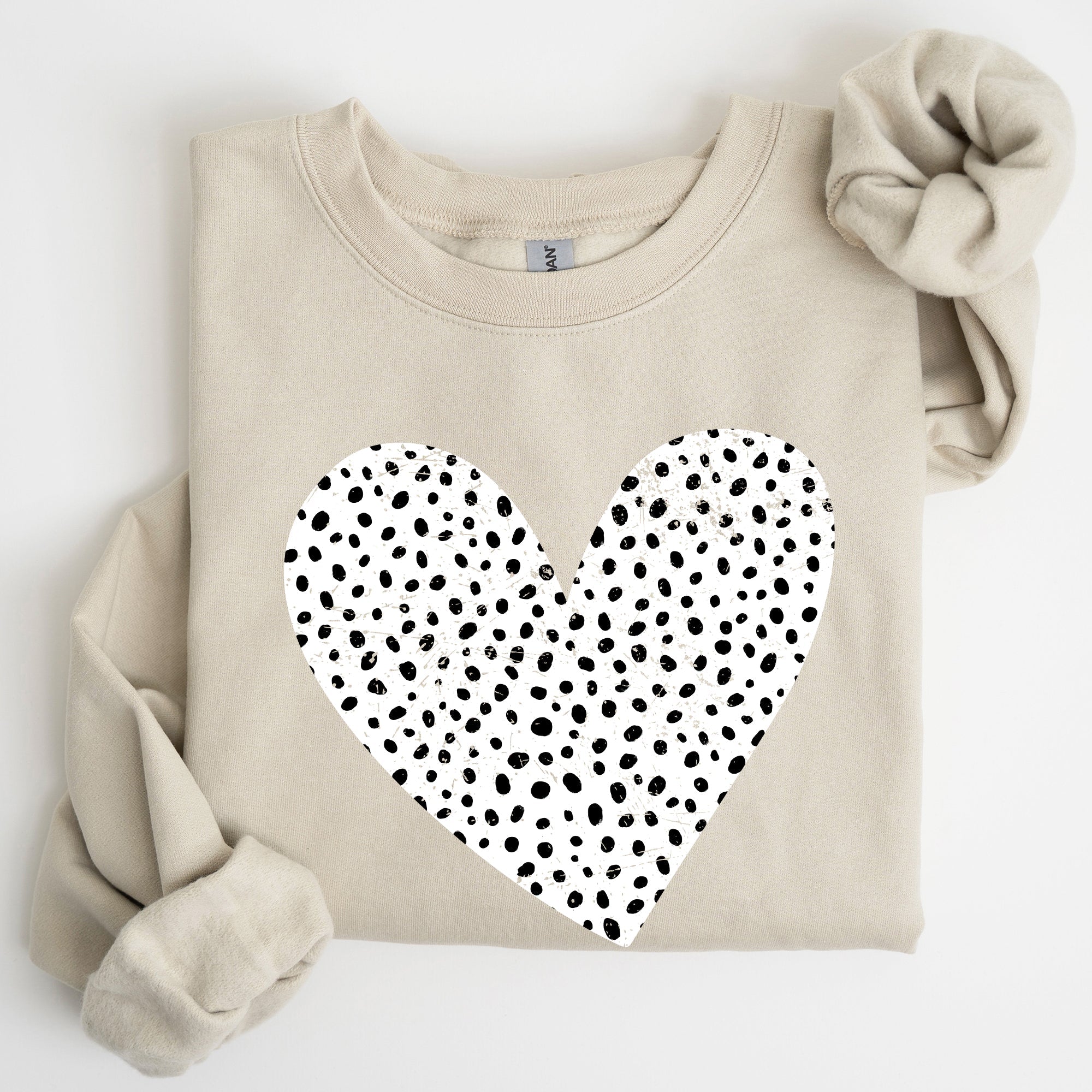 Polka Dot Heart Dalmatian Print Valentine's Day Cozy Autumn Warmth Edition Sweatshirt
