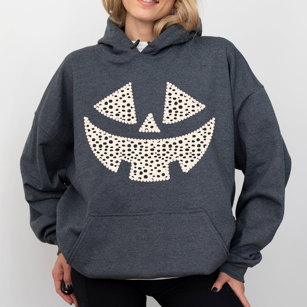 Polka Dot Jack-O-Lantern Dalmatian Pumpkin Halloween Trick Or Treat Witch Hoodie