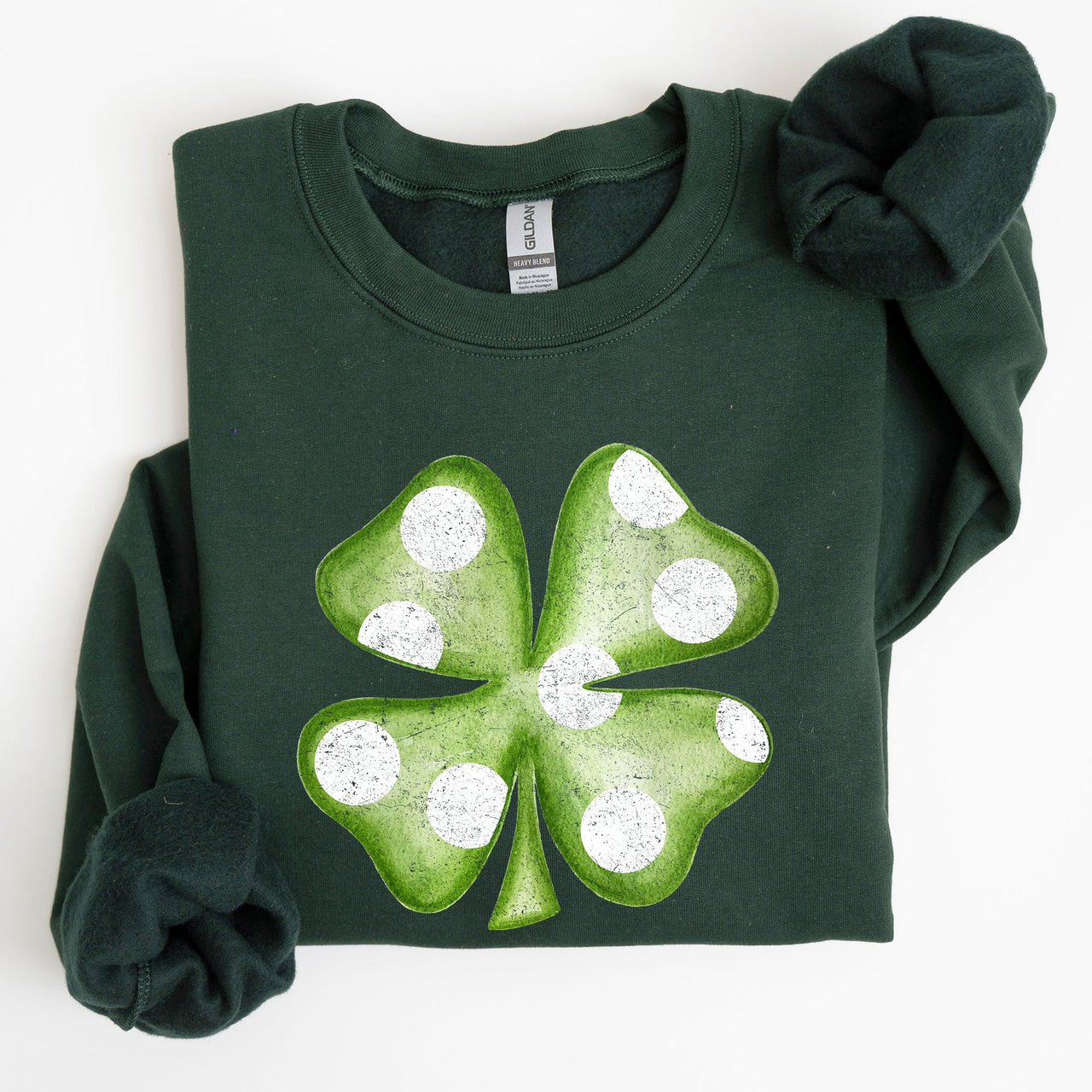 Polka Dot Shamrock St Patrick's Day Celebration Pattern Graphic Festive Irish Pride Sweatshirt