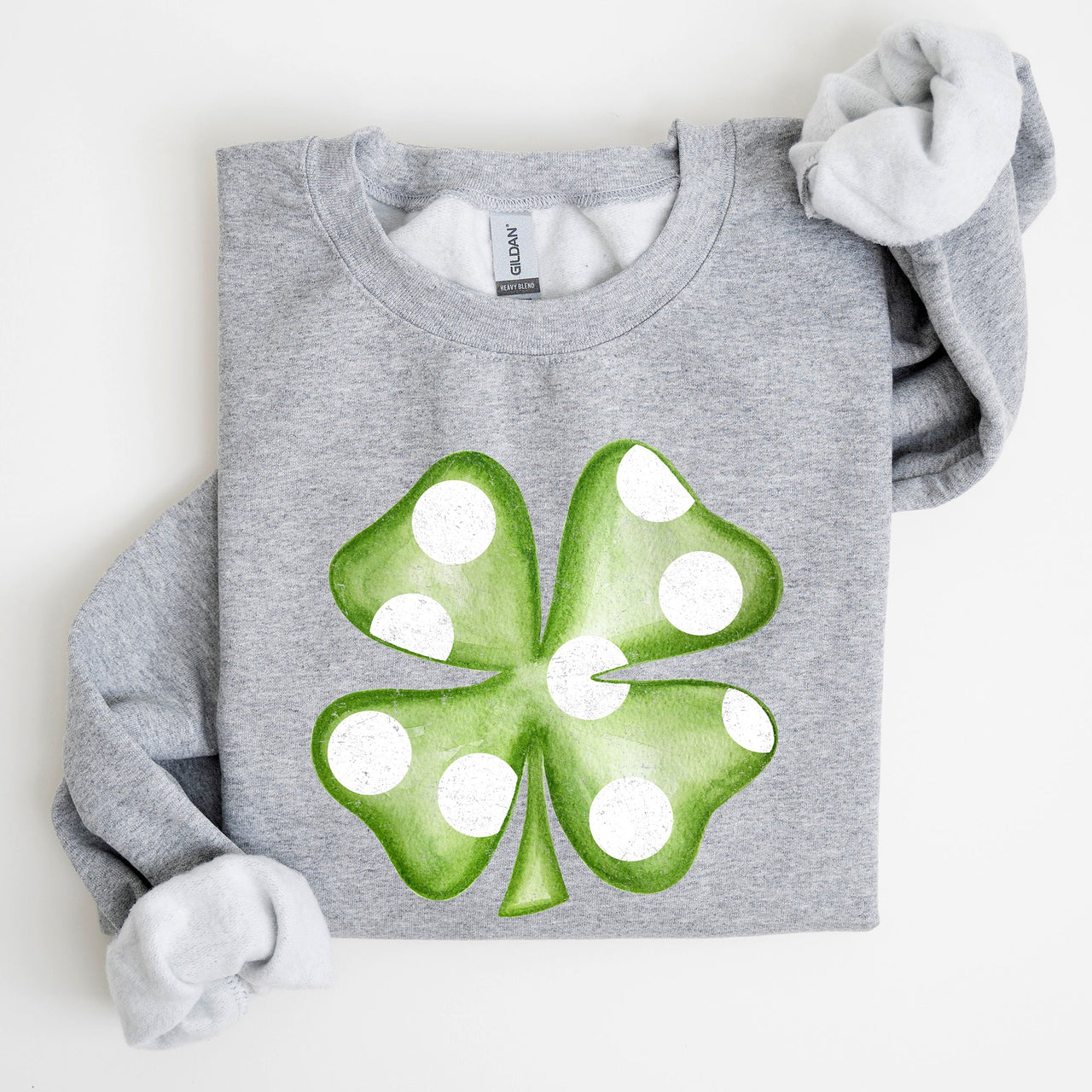 Polka Dot Shamrock St Patrick's Day Celebration Pattern Graphic Festive Irish Pride Sweatshirt