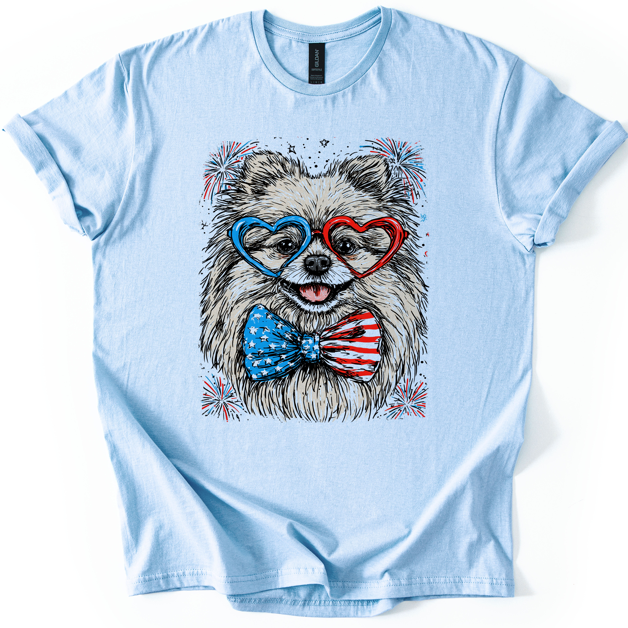 Pomeranian Patriotic Dog USA Flag Lover 4th Of July Celebration For Pet Lovers Graphic Tee
