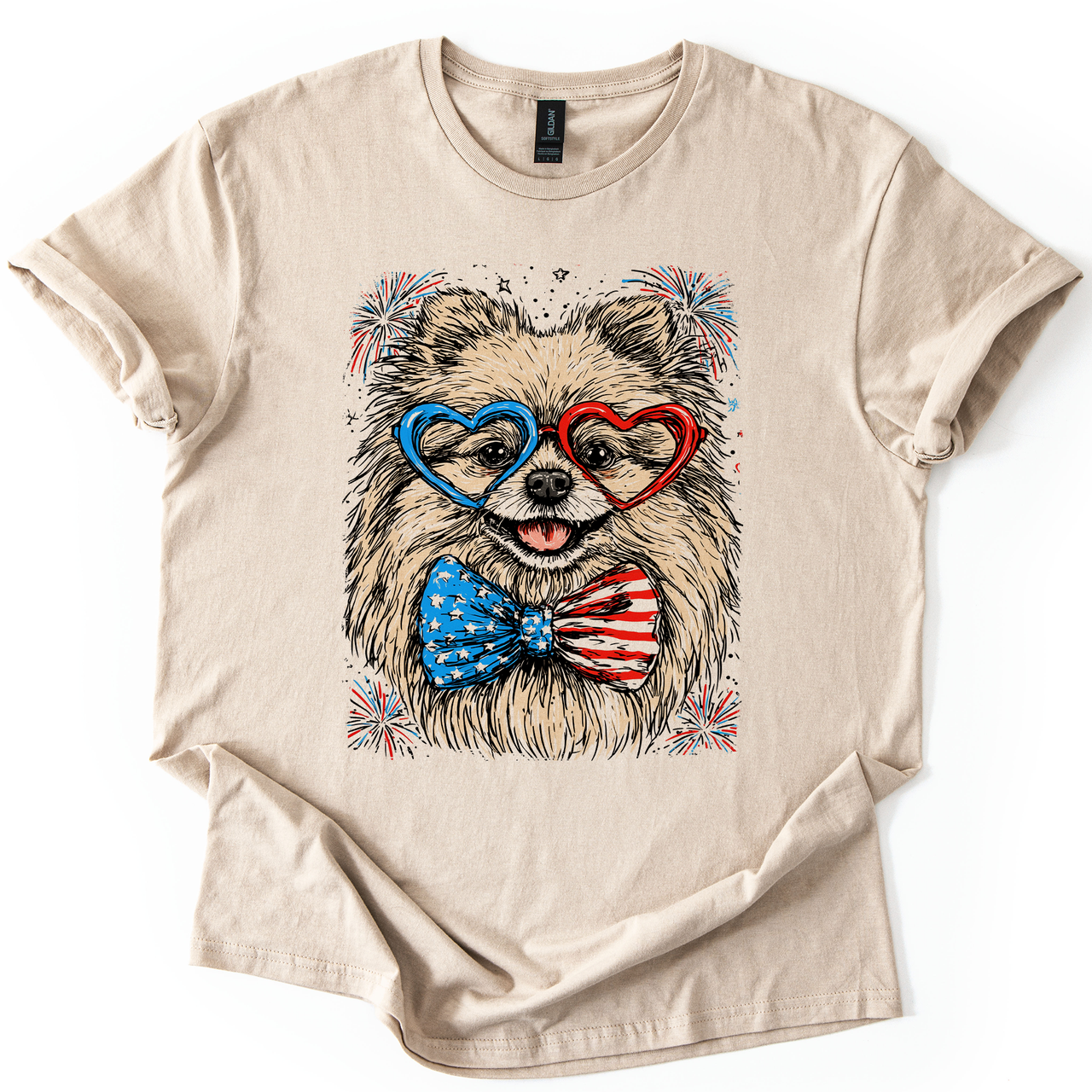 Pomeranian Patriotic Dog USA Flag Lover 4th Of July Celebration For Pet Lovers Graphic Tee