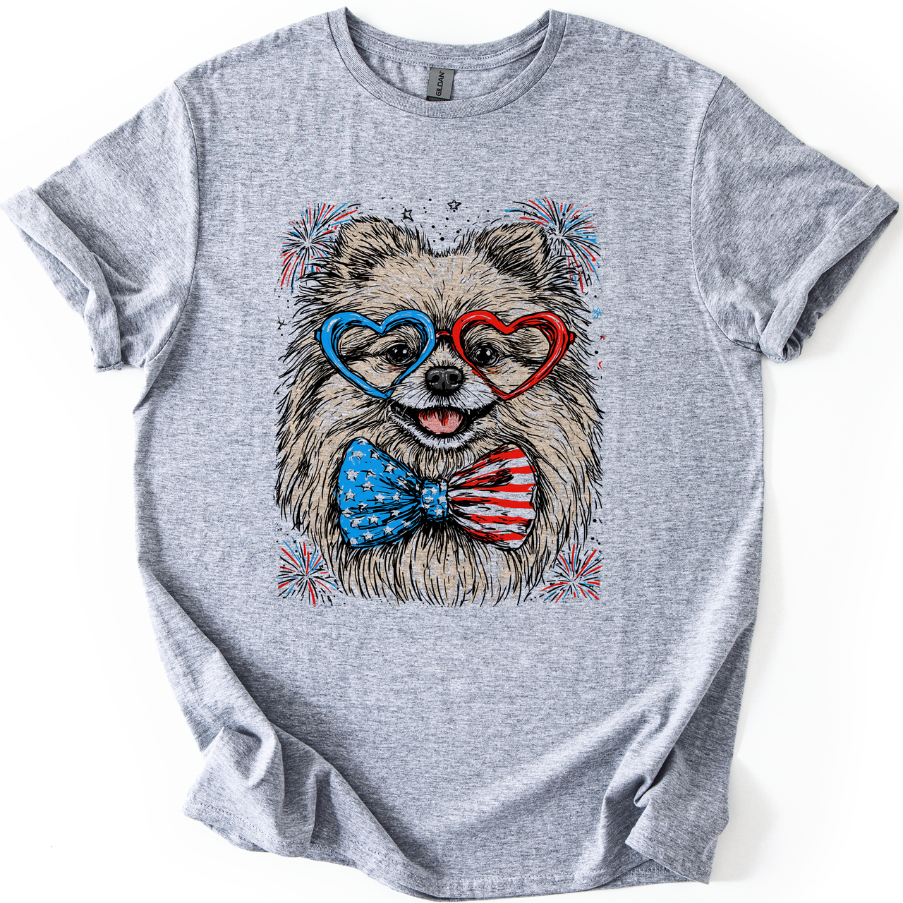 Pomeranian Patriotic Dog USA Flag Lover 4th Of July Celebration For Pet Lovers Graphic Tee