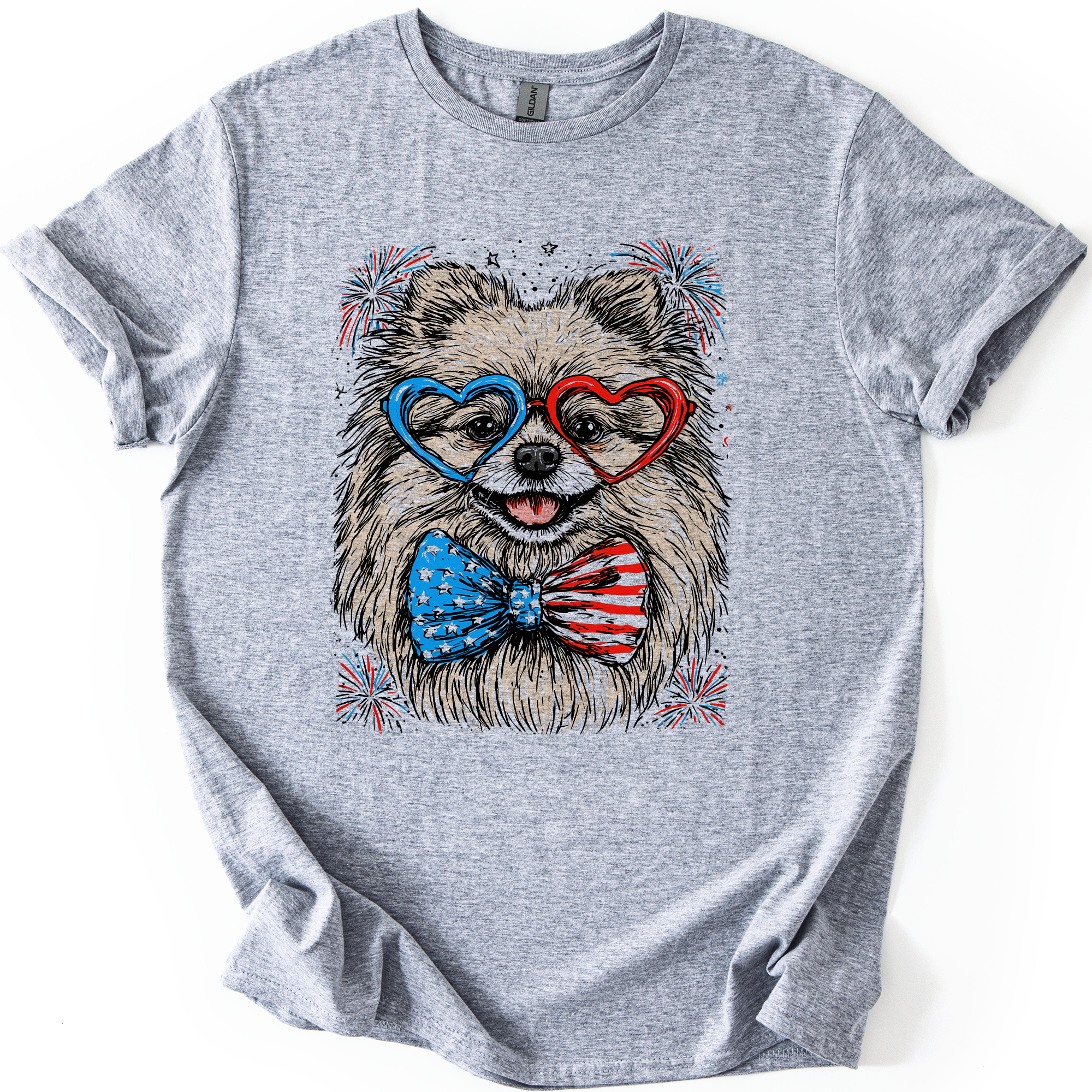 Pomeranian Patriotic Dog USA Flag Lover 4th Of July Celebration For Pet Lovers Graphic Tee