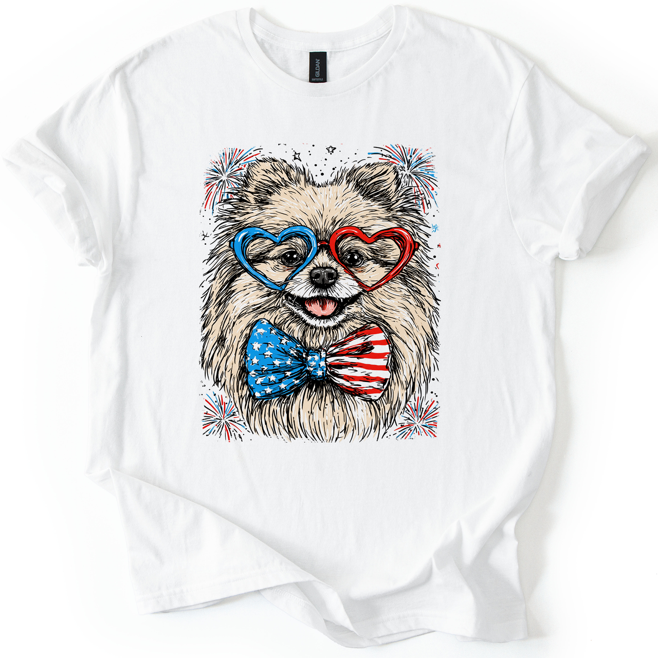 Pomeranian Patriotic Dog USA Flag Lover 4th Of July Celebration For Pet Lovers Graphic Tee