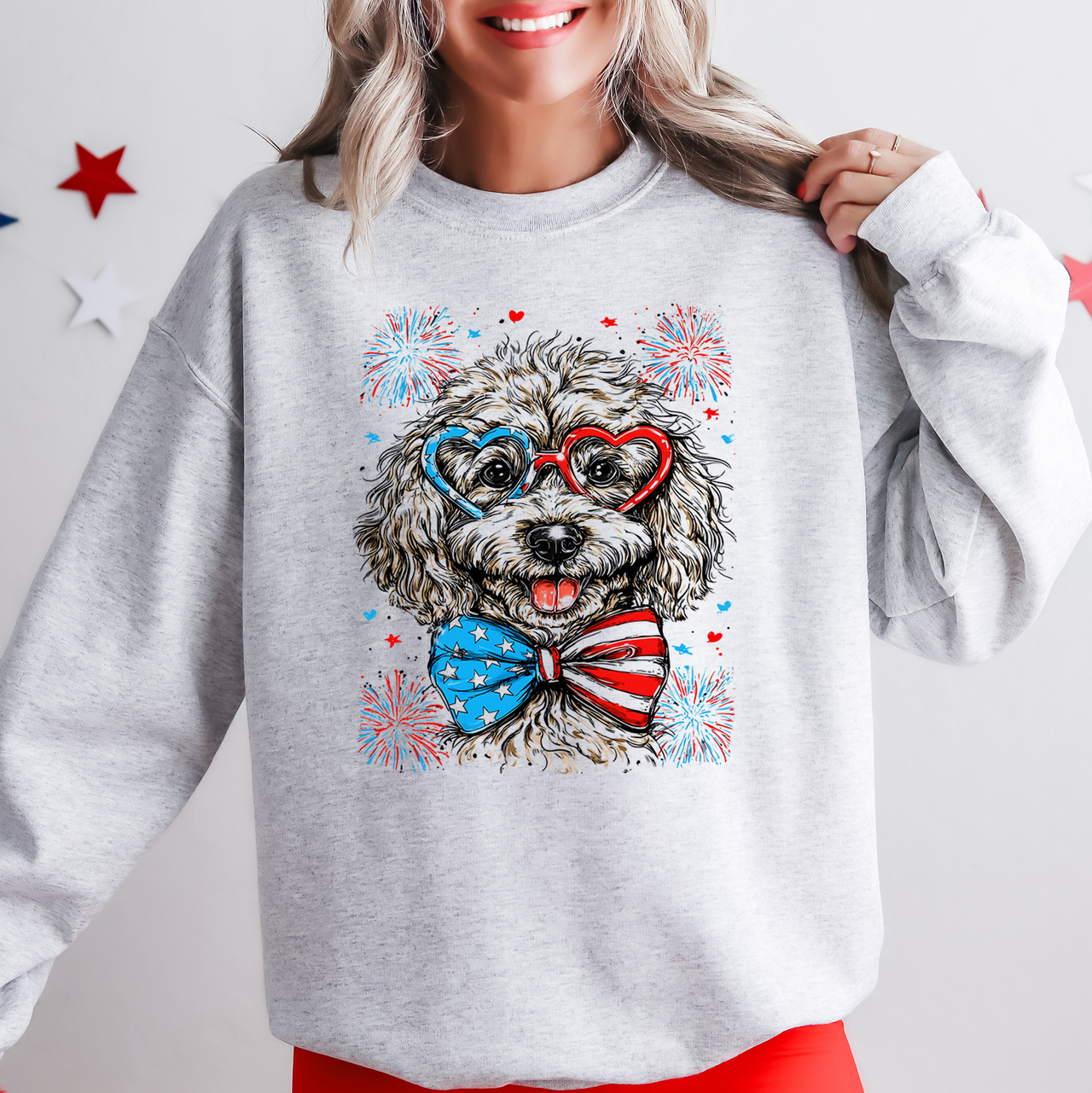 Poodle Patriotic Dog USA Independence Day Celebration 4th of July Pet Lover Sweatshirt