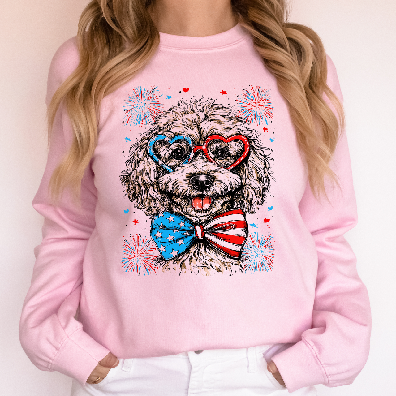 Poodle Patriotic Dog USA Independence Day Celebration 4th of July Pet Lover Sweatshirt