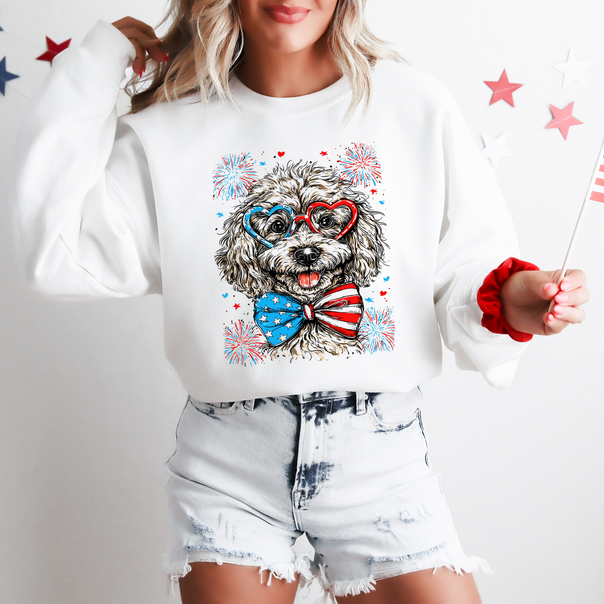 Poodle Patriotic Dog USA Independence Day Celebration 4th of July Pet Lover Sweatshirt