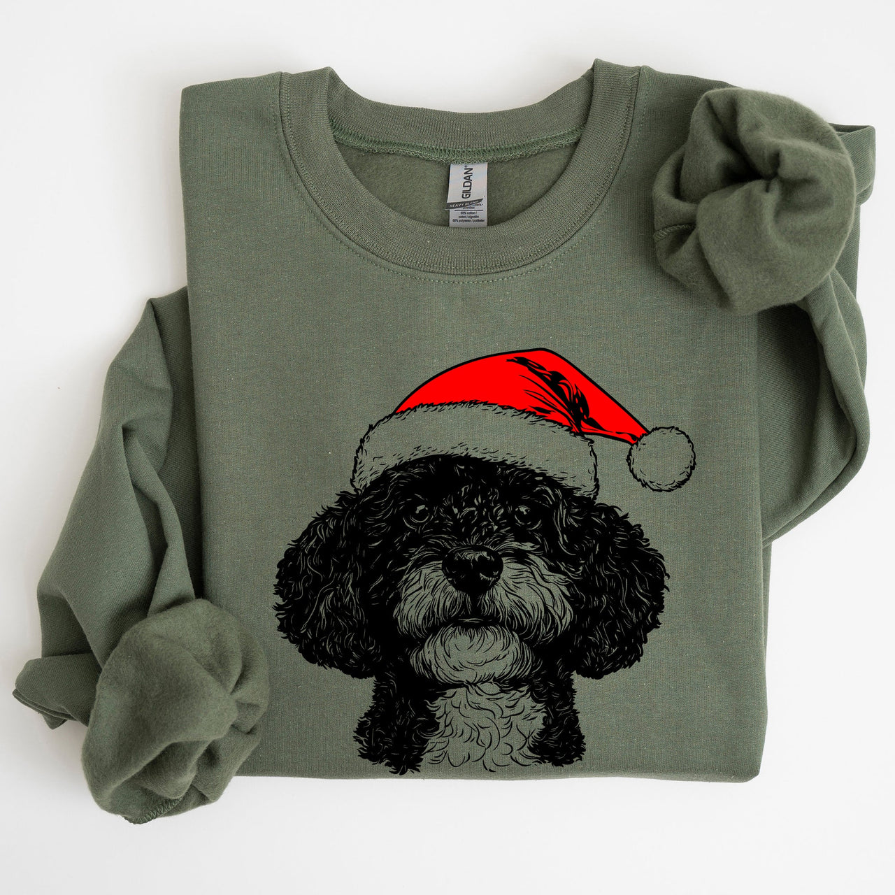 Portuguese Water Dog Santa Christmas Dog Lover Cozy Holiday Scene With Whimsical Pup Sweatshirt