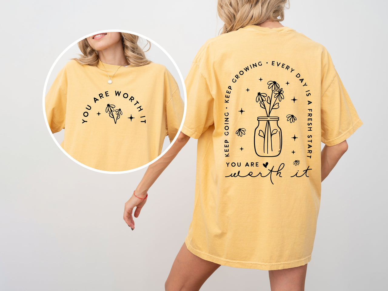 Positive Aesthetic, You Are Worth It, Dear Person, Flowers, Love, Vibes, Mental Health, Self Care Comfort Colors Tee