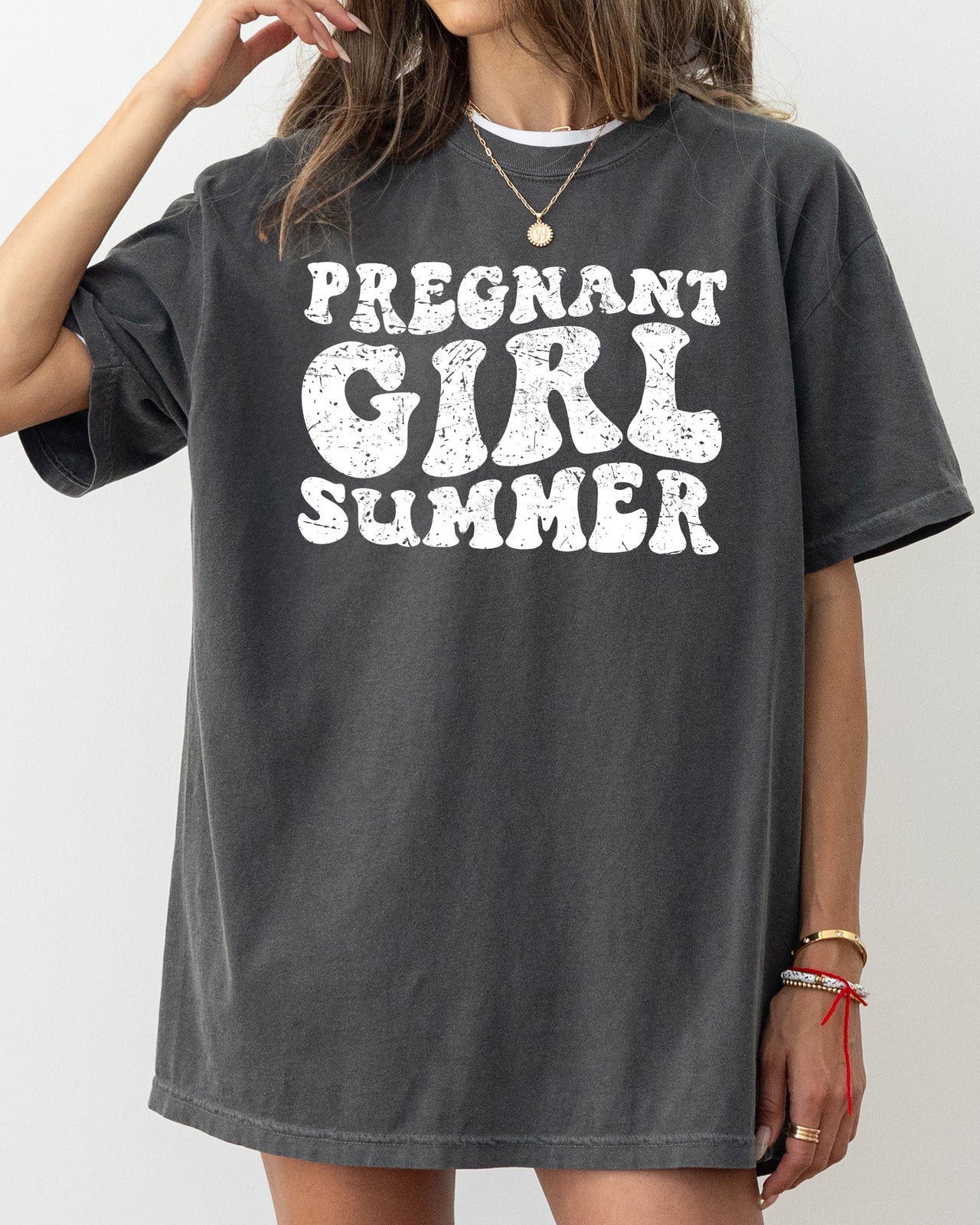 Pregnant Girl Summer Mom To Be Pregnancy Announcement Baby Shower For New Mom Comfort Colors Tee