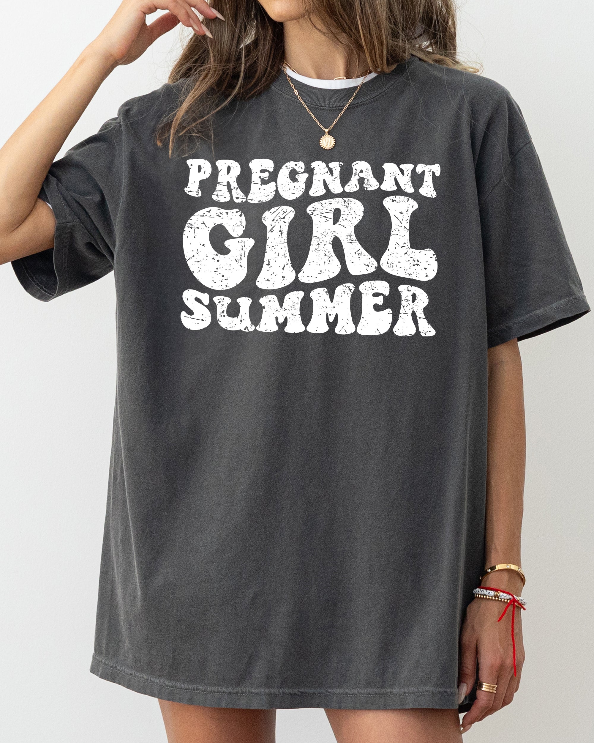 Pregnant Girl Summer Mom To Be Pregnancy Announcement Baby Shower For New Mom Comfort Colors Tee