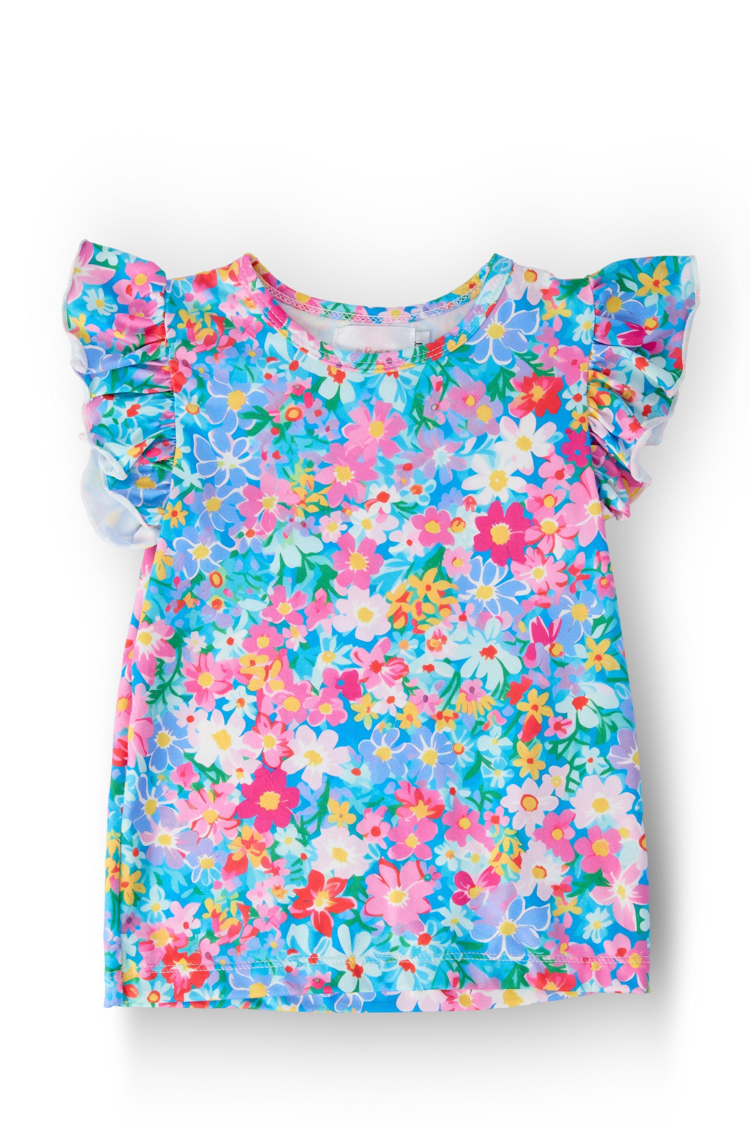 Preppy Floral S/S Ruffle Tee