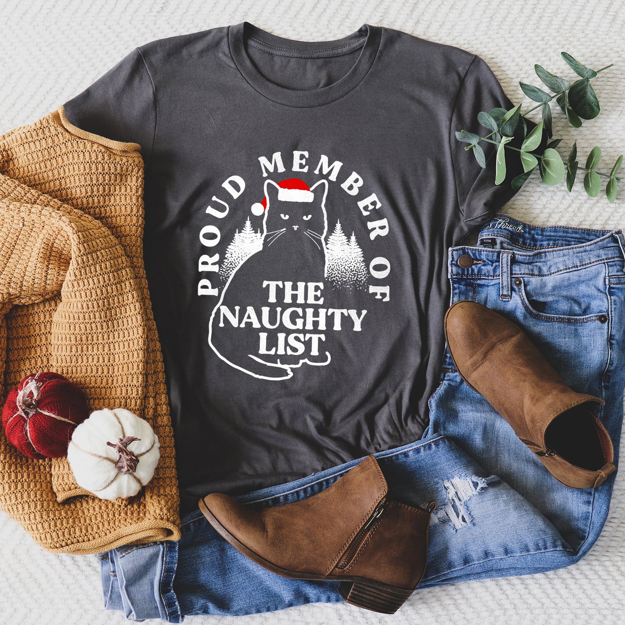 Proud Member Of The Naughty List Cat Christmas Santa Claus Edition Comfort Colors Tee