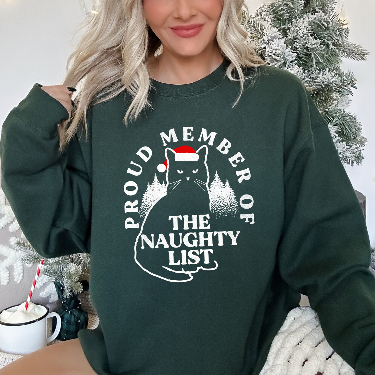 Proud Member Of The Naughty List, Cat Christmas Edition For Holiday Cat Lovers And Mischief Makers Sweatshirt