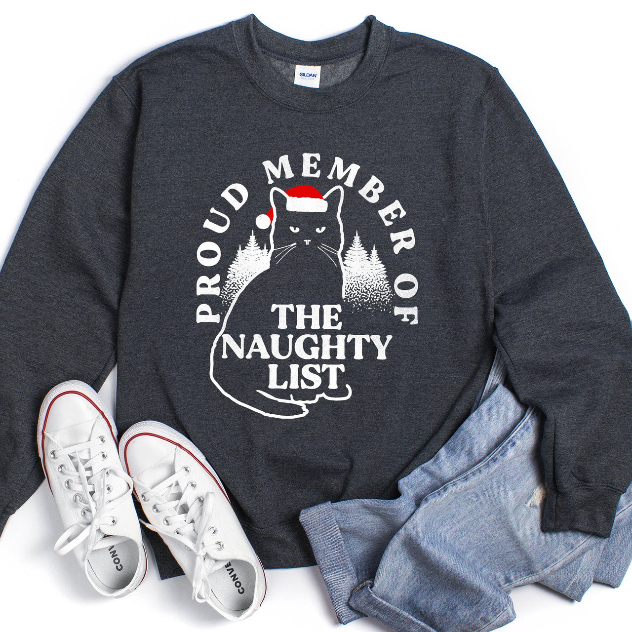 Proud Member Of The Naughty List, Cat Christmas Edition For Holiday Cat Lovers And Mischief Makers Sweatshirt