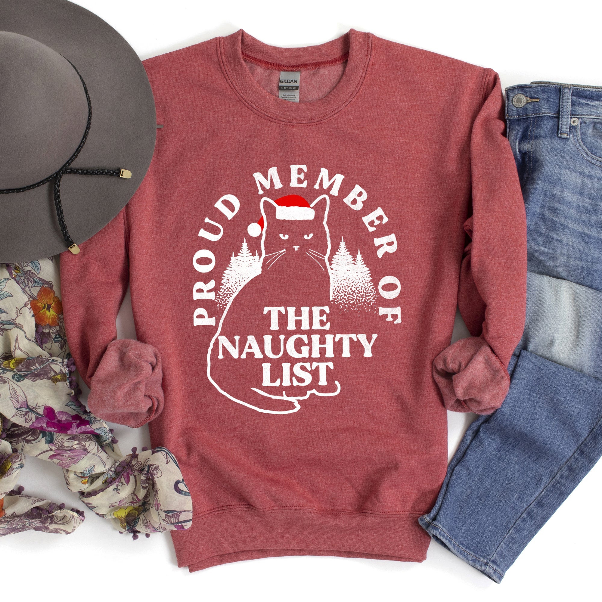 Proud Member Of The Naughty List, Cat Christmas Edition For Holiday Cat Lovers And Mischief Makers Sweatshirt
