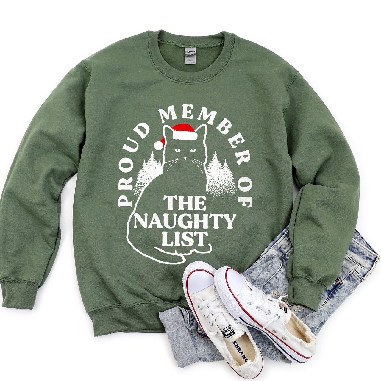 Proud Member Of The Naughty List, Cat Christmas Edition For Holiday Cat Lovers And Mischief Makers Sweatshirt