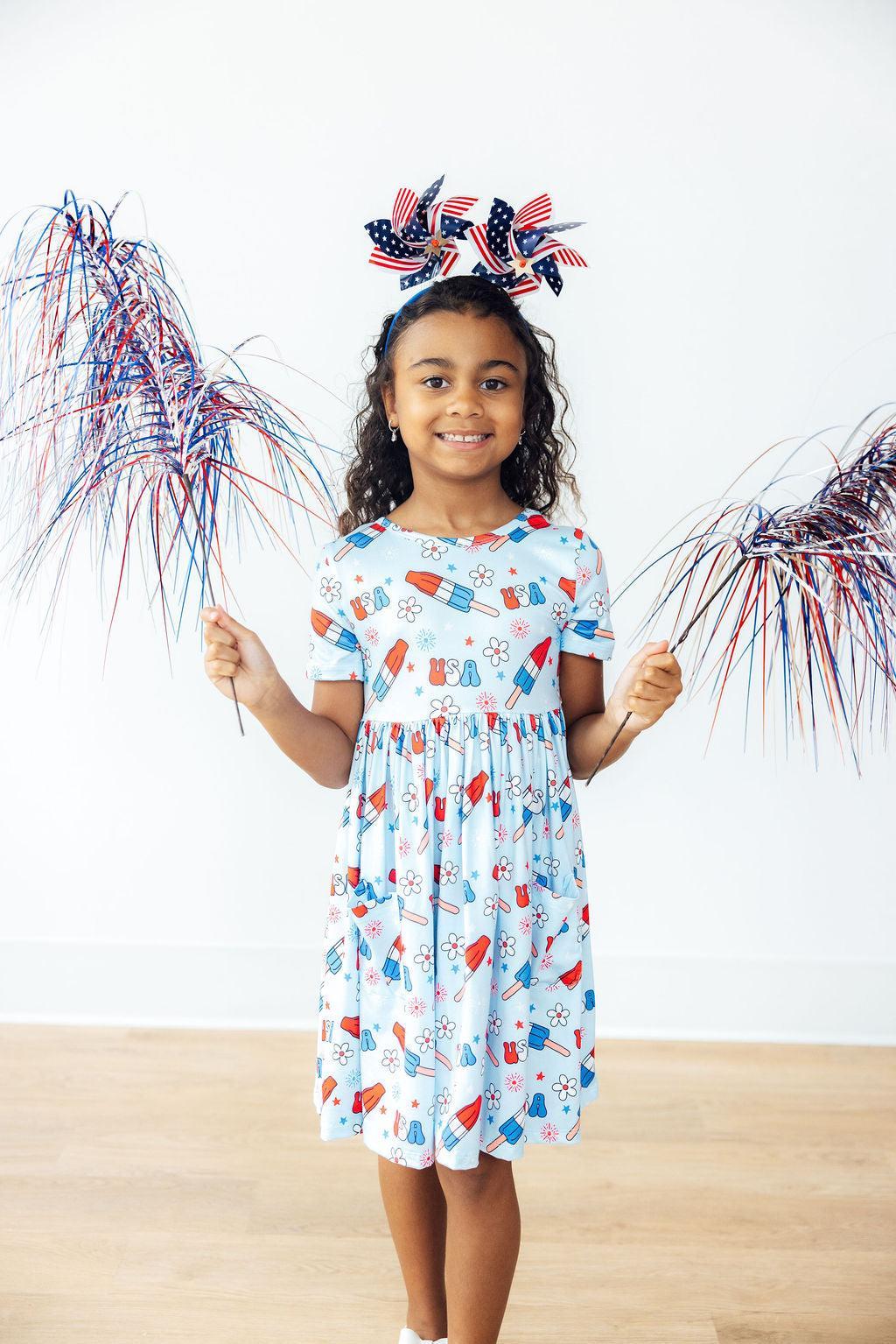 SALE Proudly Patriotic S/S Pocket Twirl Dress