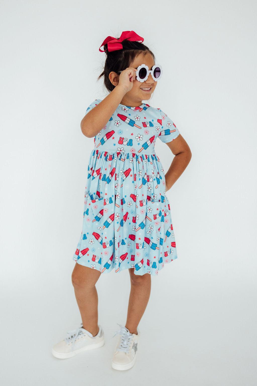 SALE Proudly Patriotic S/S Pocket Twirl Dress