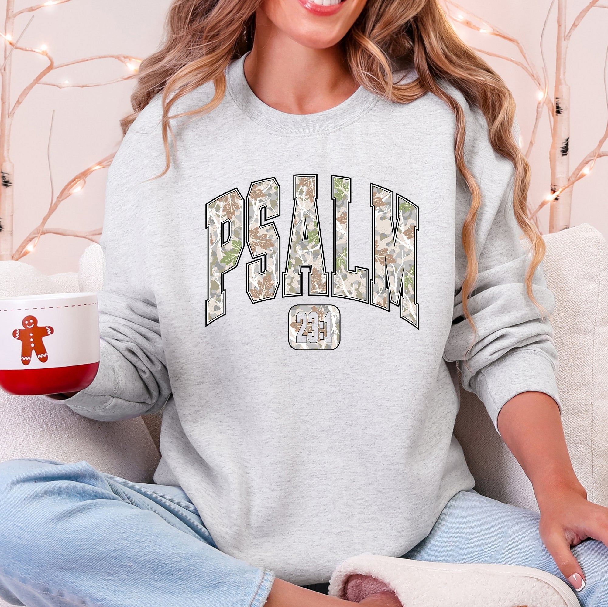 Psalm 23 Camo Christmas Faith Gospel Cozy Vintage Holiday Seasonal Graphic Sweatshirt