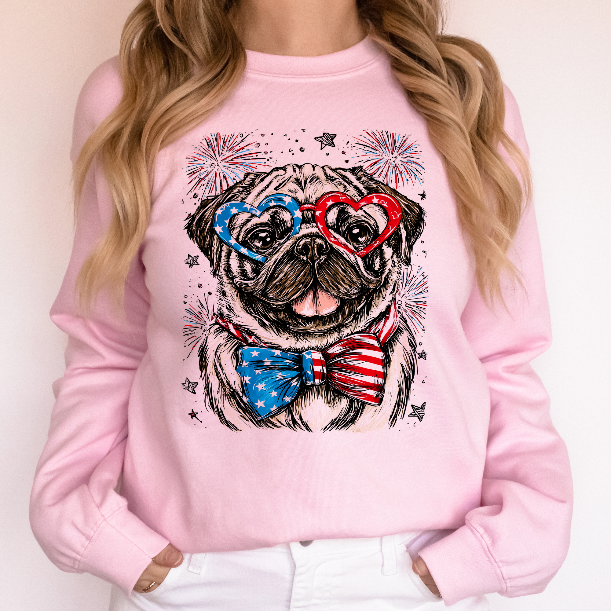 Pug Patriotic Dog USA 4th Of July Pride Pet Lover Edition Stars And Stripes Americana Celebration Sweatshirt