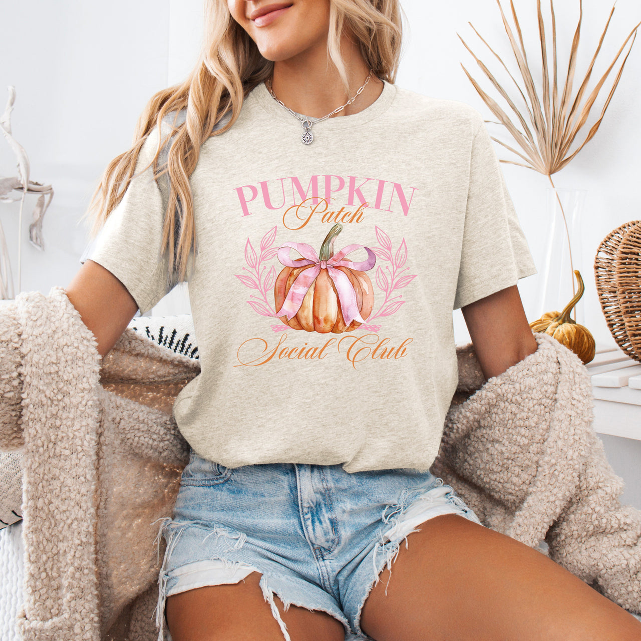 Pumpkin Patch Social Club Autumn Harvest Cozy Seasonal Vibes For October Nights And Family Gatherings Graphic Tee