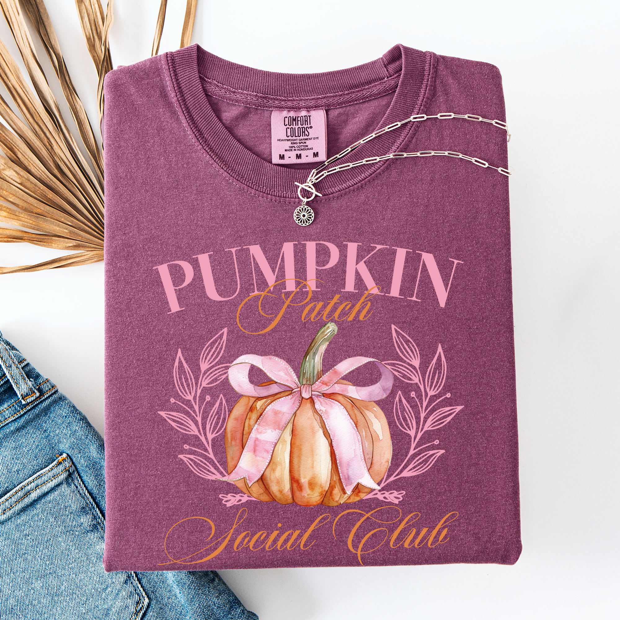Pumpkin Patch Social Club Watercolor Leopard Print Pumpkins Hand Painted Bouquet Autumn Harvest Comfort Colors Tee