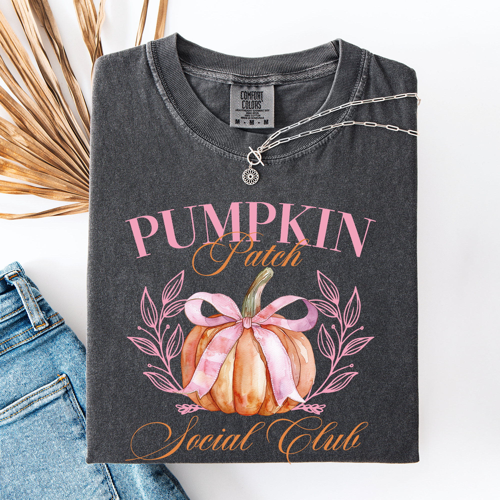 Pumpkin Patch Social Club Watercolor Leopard Print Pumpkins Hand Painted Bouquet Autumn Harvest Comfort Colors Tee