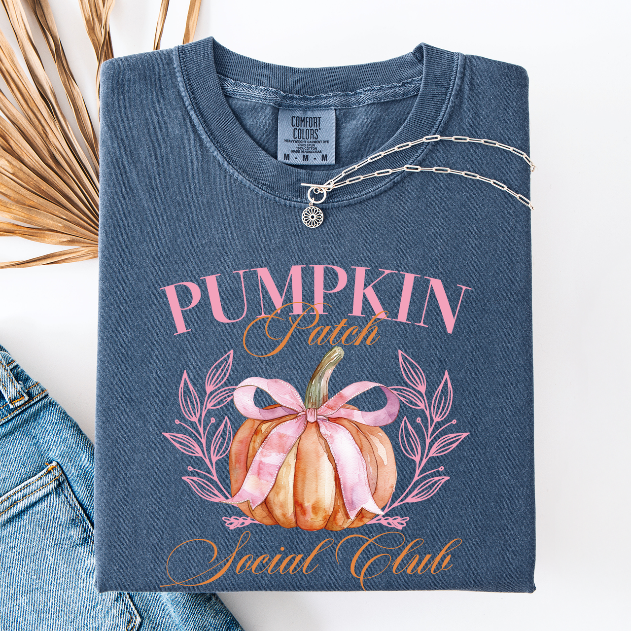 Pumpkin Patch Social Club Watercolor Leopard Print Pumpkins Hand Painted Bouquet Autumn Harvest Comfort Colors Tee