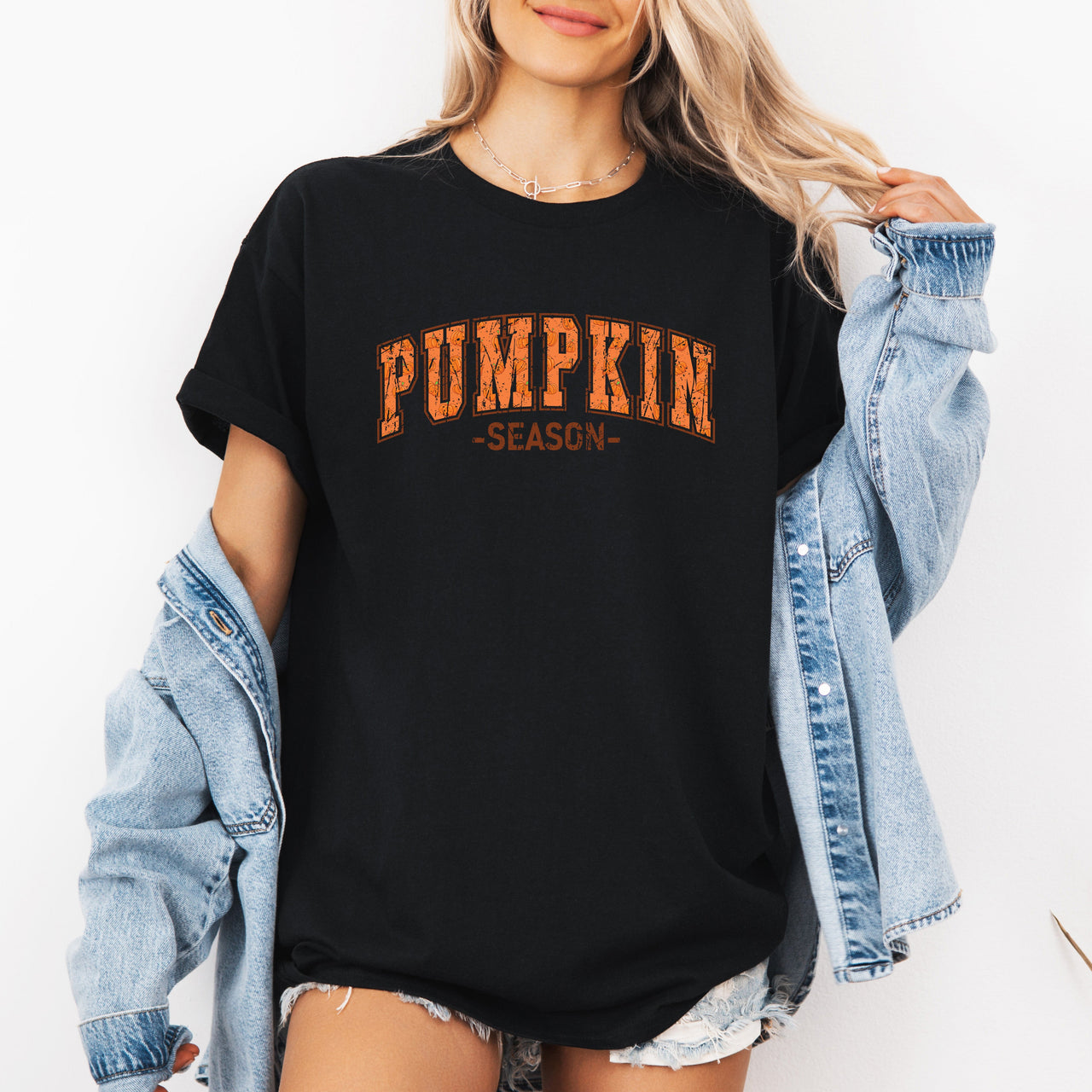 Pumpkin Season Classic Varsity Halloween Fall Autumn Cozy Seasonal Colors Graphic Tee