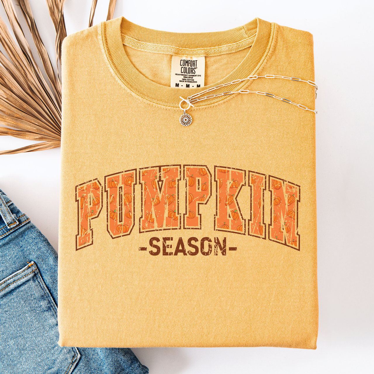 Pumpkin Season Classic Varsity Halloween Fall Autumn Watercolor Leopard Pumpkins Bouquet Comfort Colors Tee