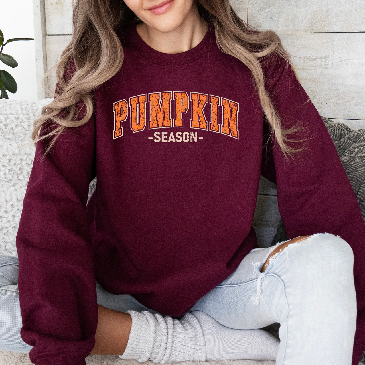 Pumpkin Queen Autumn Harvest Cozy Varsity Ultra Soft Graphic Fall Favorite Sweatshirt