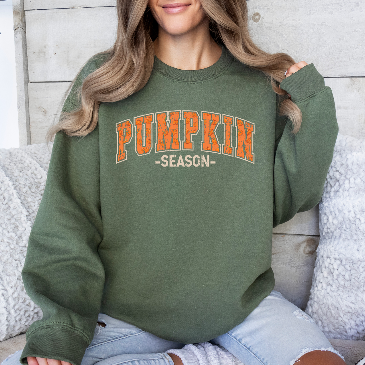 Pumpkin Queen Autumn Harvest Cozy Varsity Ultra Soft Graphic Fall Favorite Sweatshirt