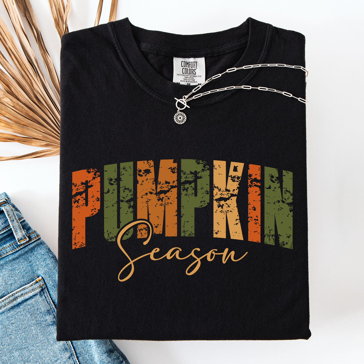 Pumpkin Season Leopard Print Pumpkins With Watercolor Bouquet Autumn Comfort Colors Tee