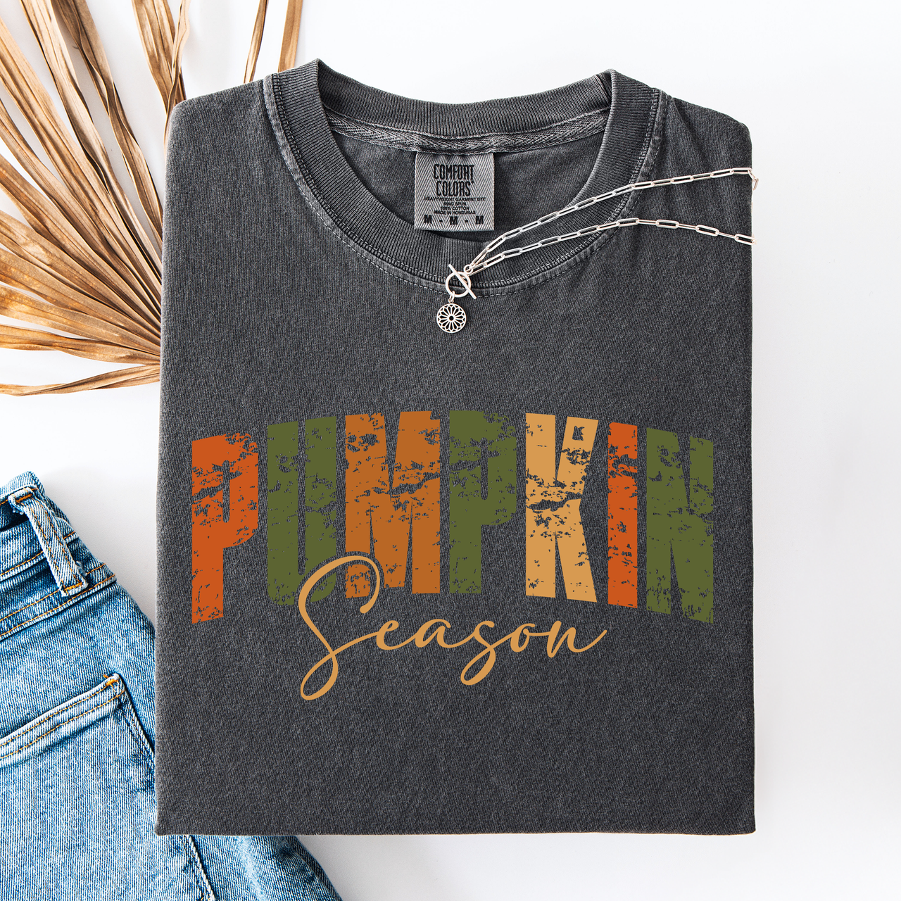 Pumpkin Season Leopard Print Pumpkins With Watercolor Bouquet Autumn Comfort Colors Tee