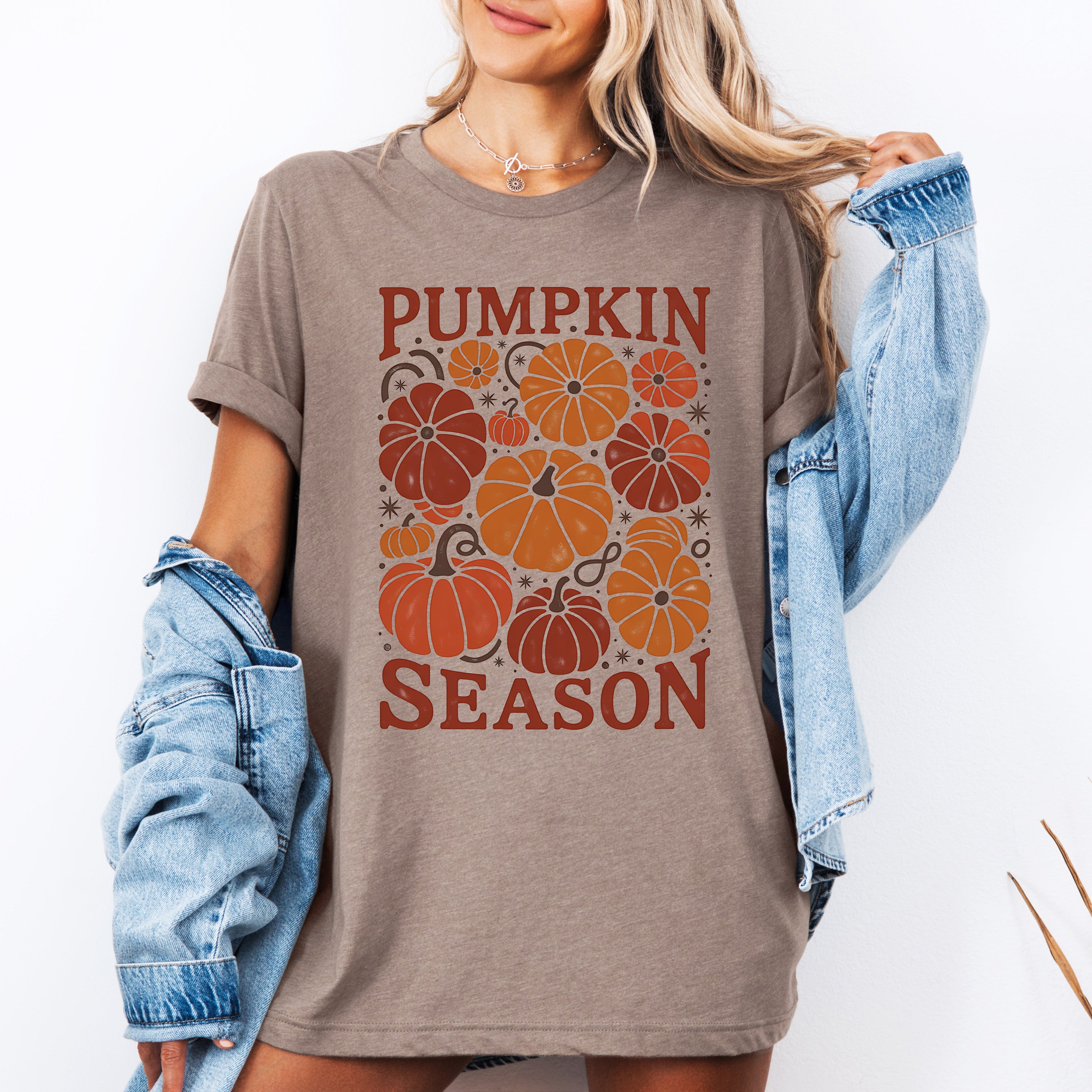 Pumpkin Season Fall Autumn Cozy Harvest Night Vibes And Rustic Charm Graphic Tee