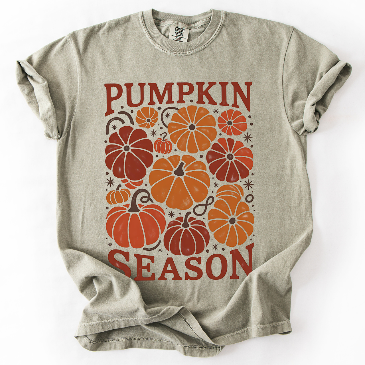 Pumpkin Queen Watercolor Leopard Pumpkins and Hand Painted Bouquet Autumn Harvest Comfort Colors Tee