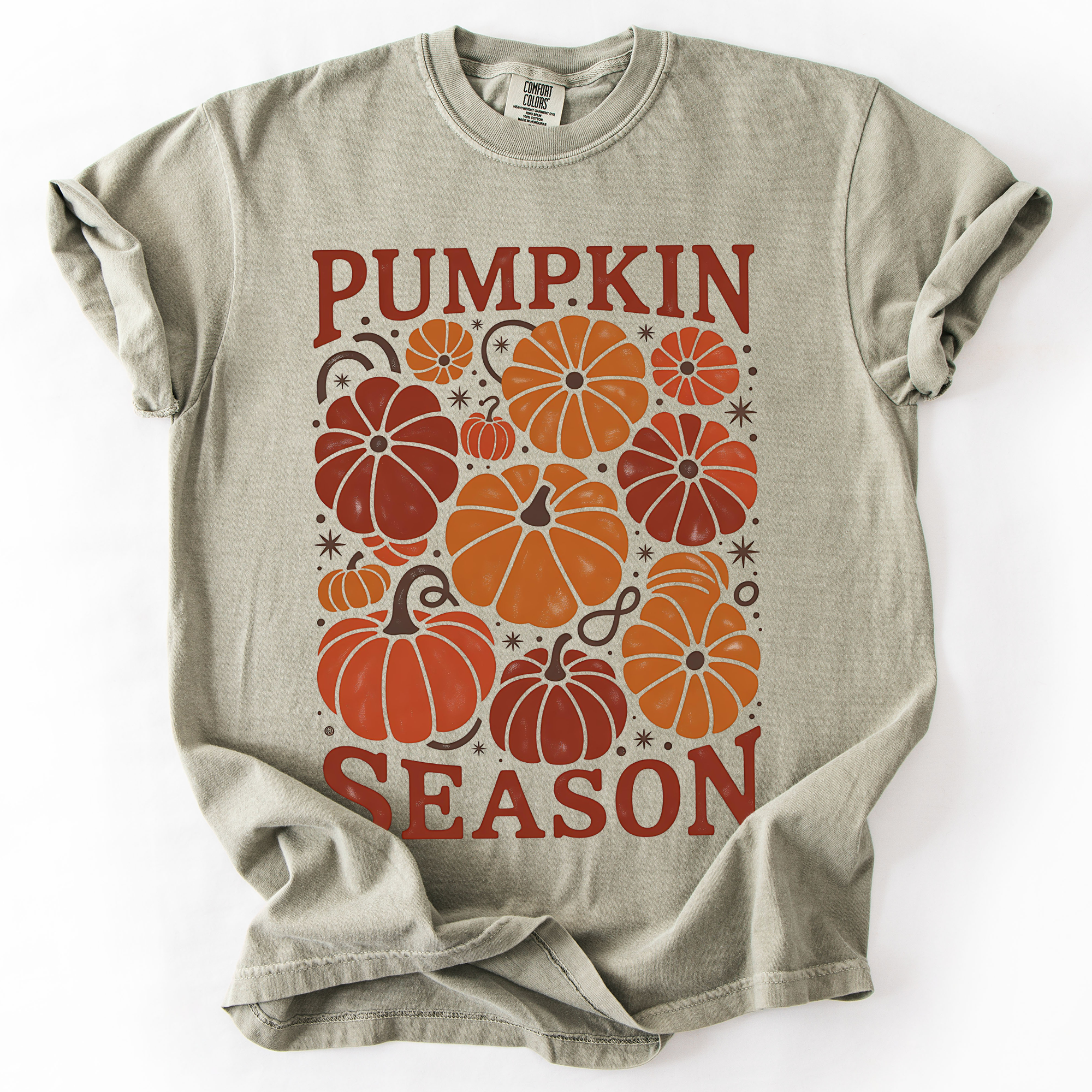 Pumpkin Queen Watercolor Leopard Pumpkins and Hand Painted Bouquet Autumn Harvest Comfort Colors Tee