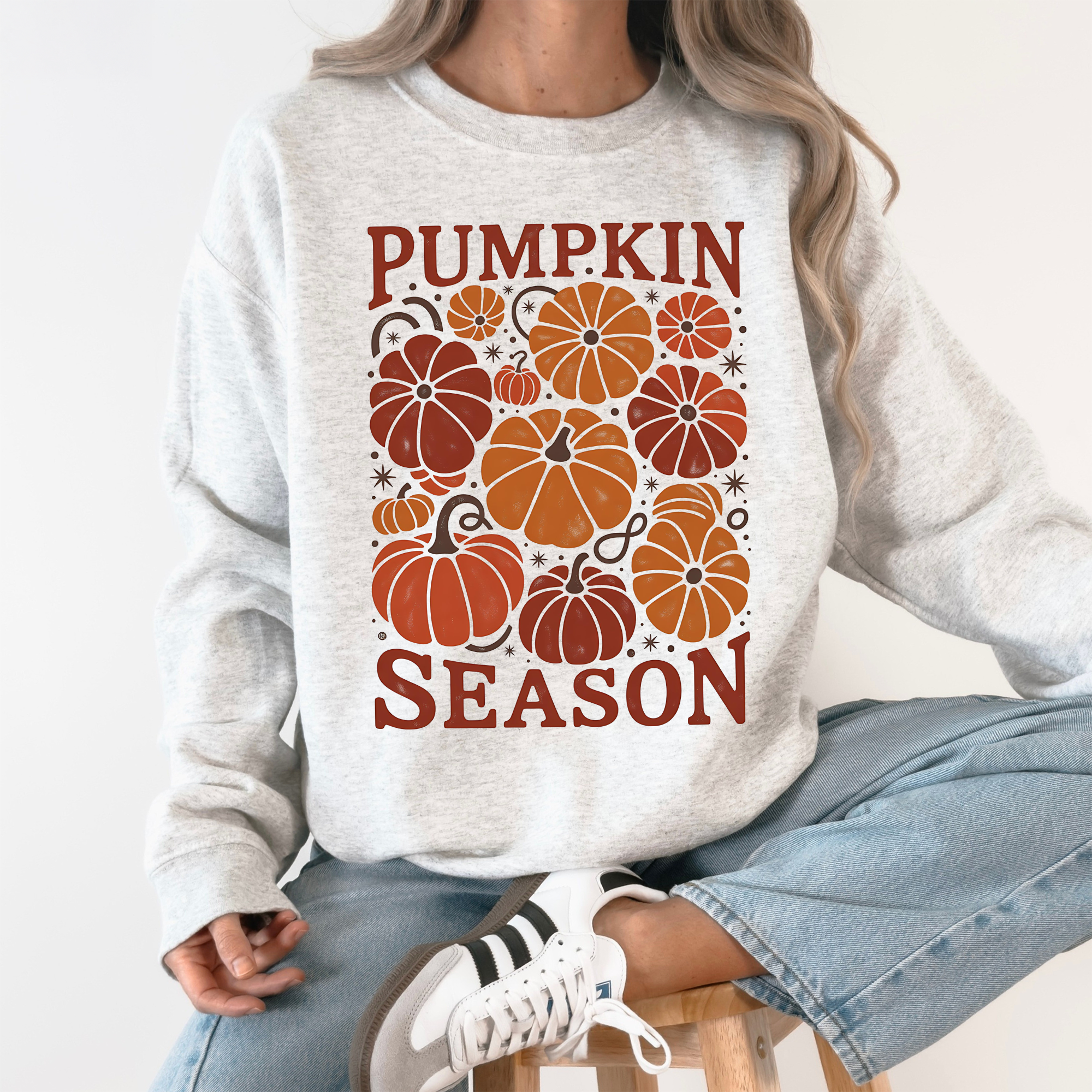 Cozy Autumn Floral Sunflower Pumpkin Motif With Autumnal Glow And Rustic Charm Sweatshirt