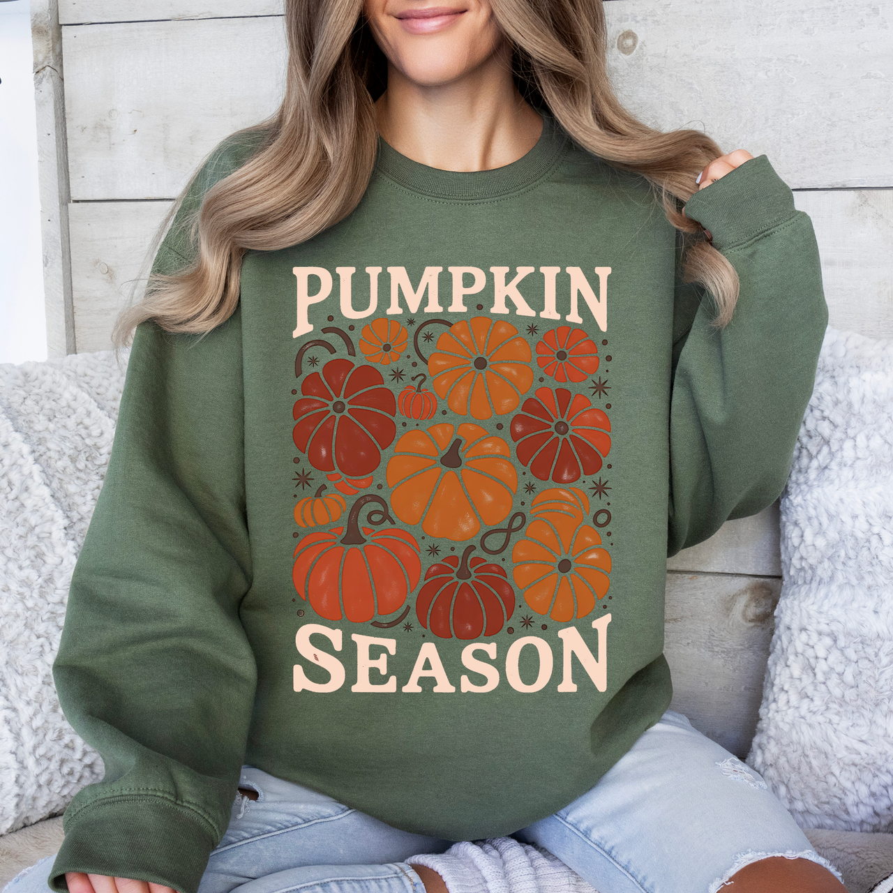 Cozy Autumn Floral Sunflower Pumpkin Motif With Autumnal Glow And Rustic Charm Sweatshirt