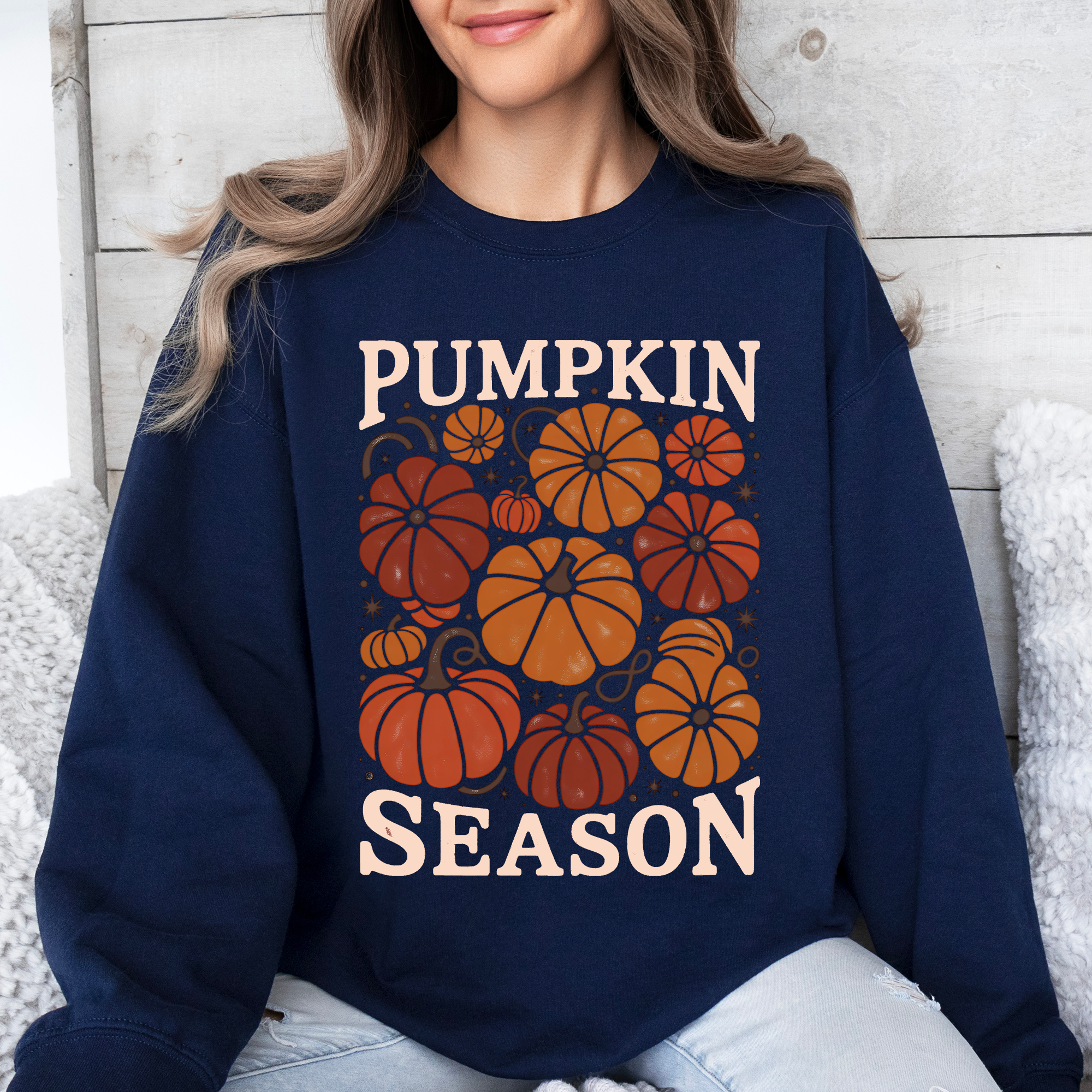 Cozy Autumn Floral Sunflower Pumpkin Motif With Autumnal Glow And Rustic Charm Sweatshirt