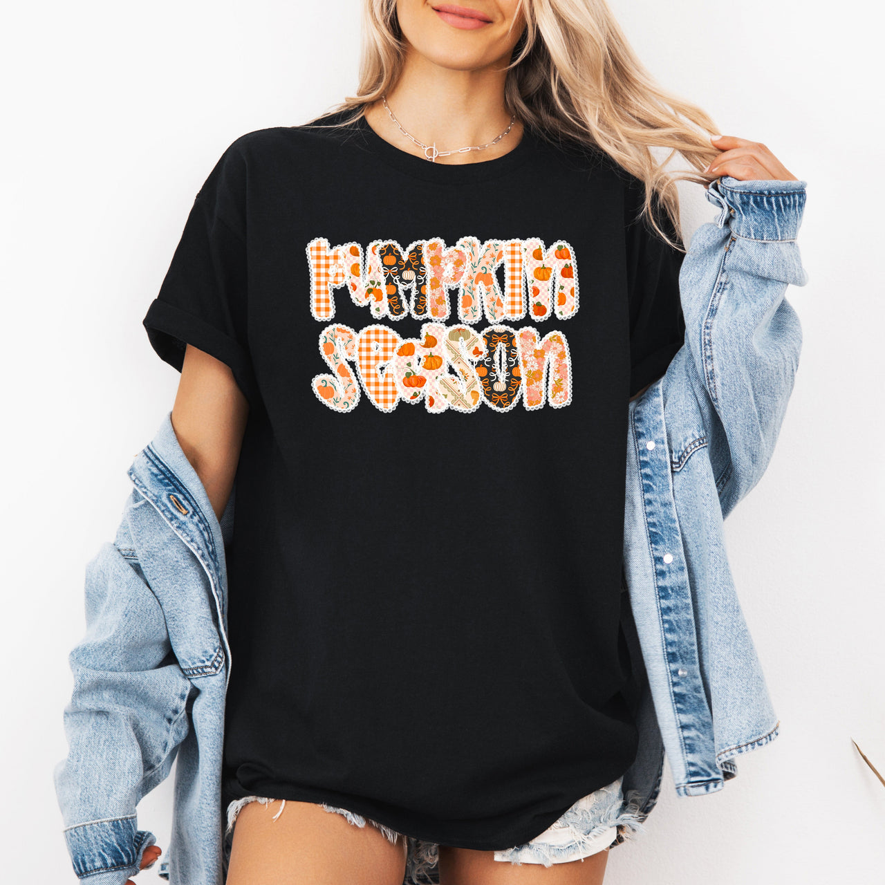 Pumpkin Season Pattern Cozy Autumn Colors Illustration For Fall Wardrobe Graphic Tee