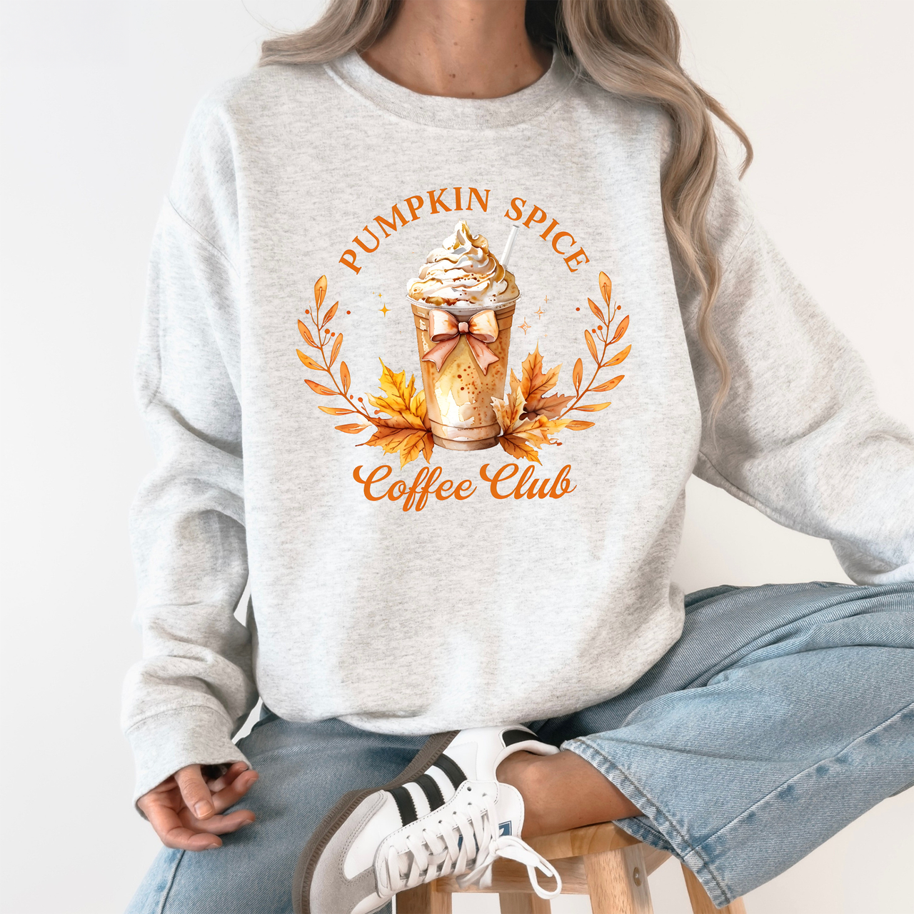 Pumpkin Spice Coffee Club Autumn Floral Sunflower Design Seasonal Cozy Fall Sweatshirt