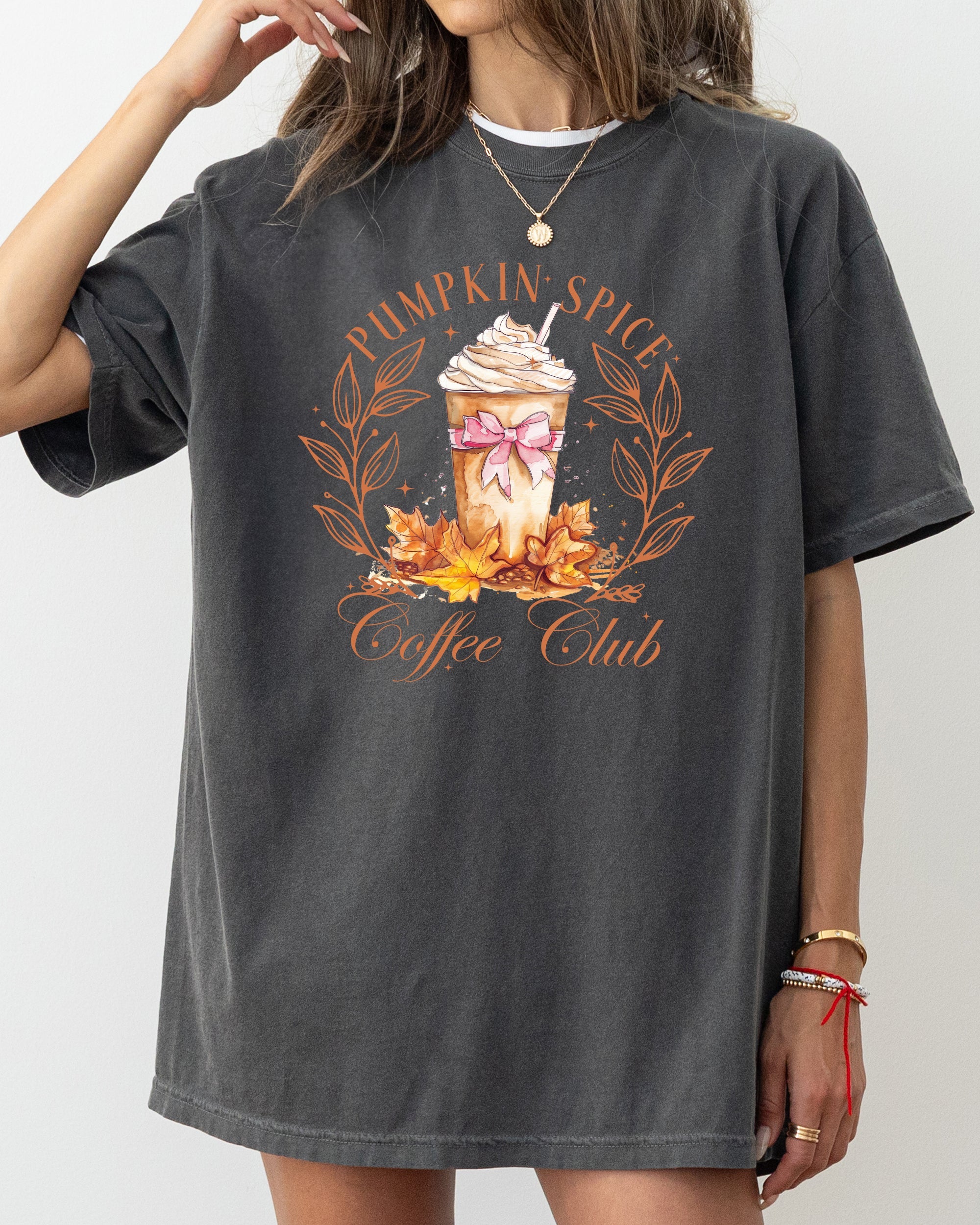 Pumpkin Spice Coffee Club Latte Girly Coquette Autumn Fall Cozy Moonlit Morning Edition Comfort Colors Tee