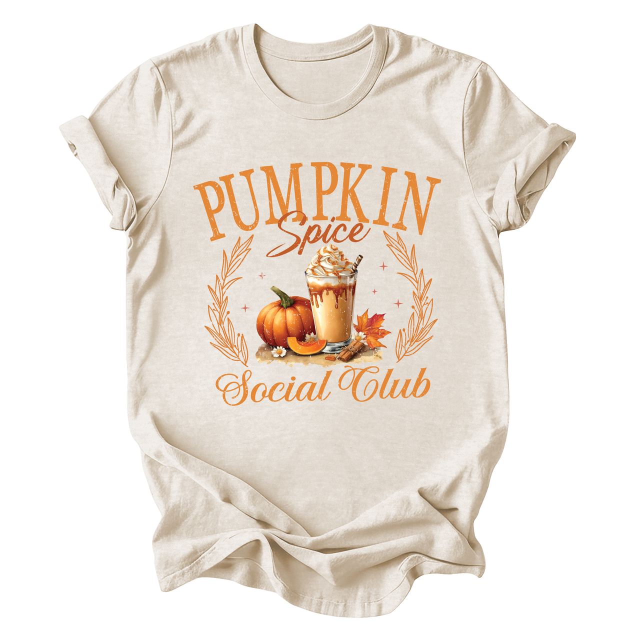 Pumpkin Spice Social Club Autumn Harvest Cozy Nostalgic Fall Moments Graphic Tee