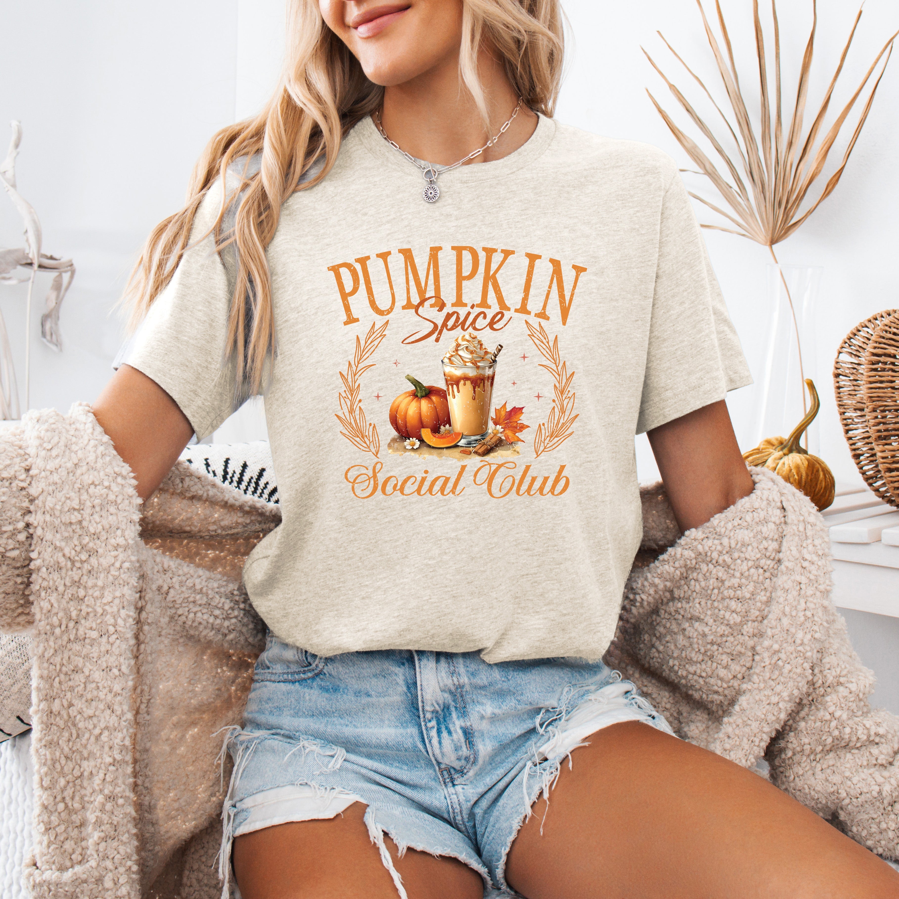 Pumpkin Spice Social Club Autumn Halloween Fall Seasonal Cozy Limited Edition Graphic Tee
