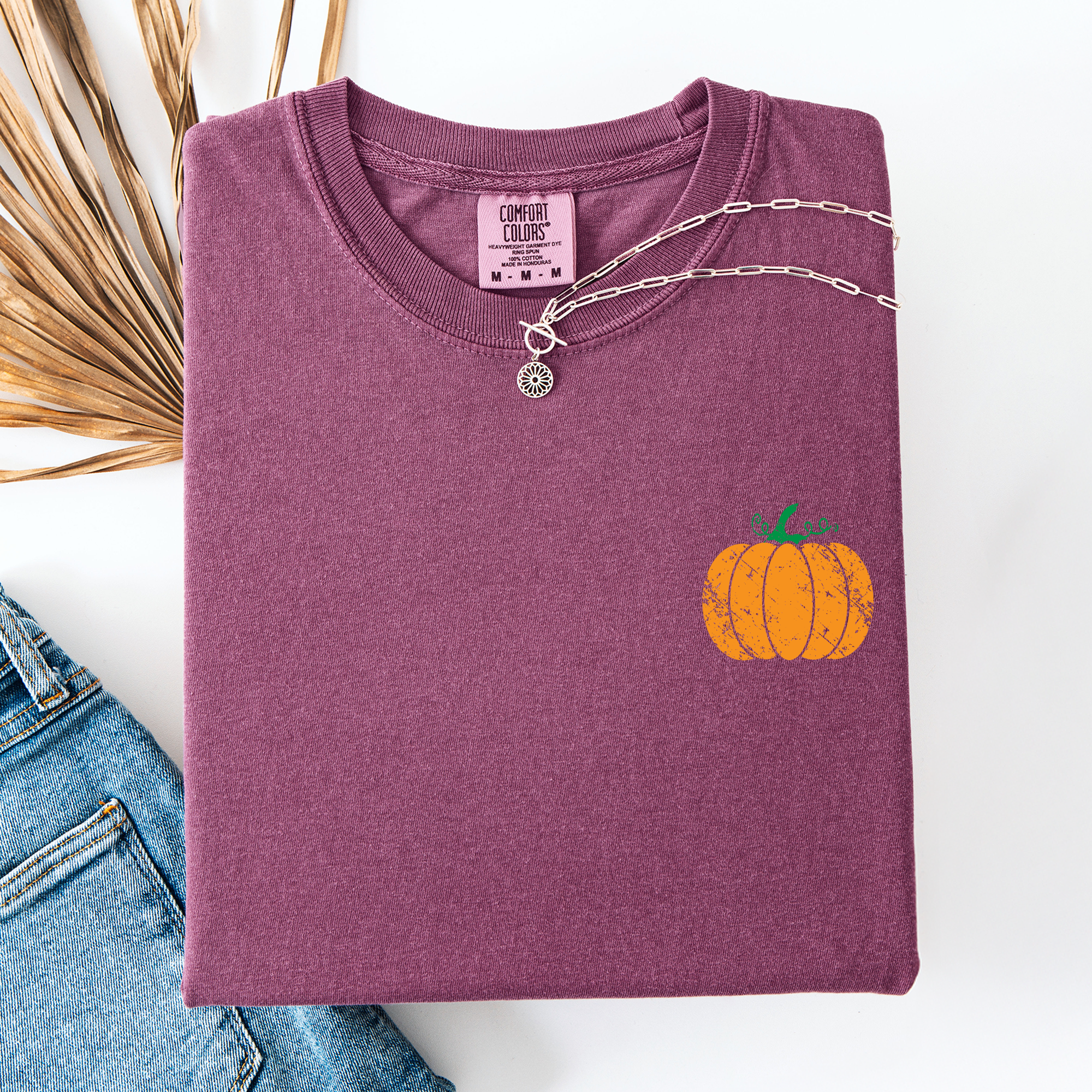 Mama Pumpkin Pattern Watercolor Leopard Pumpkins With Hand-Painted Bouquet Comfort Colors Tee