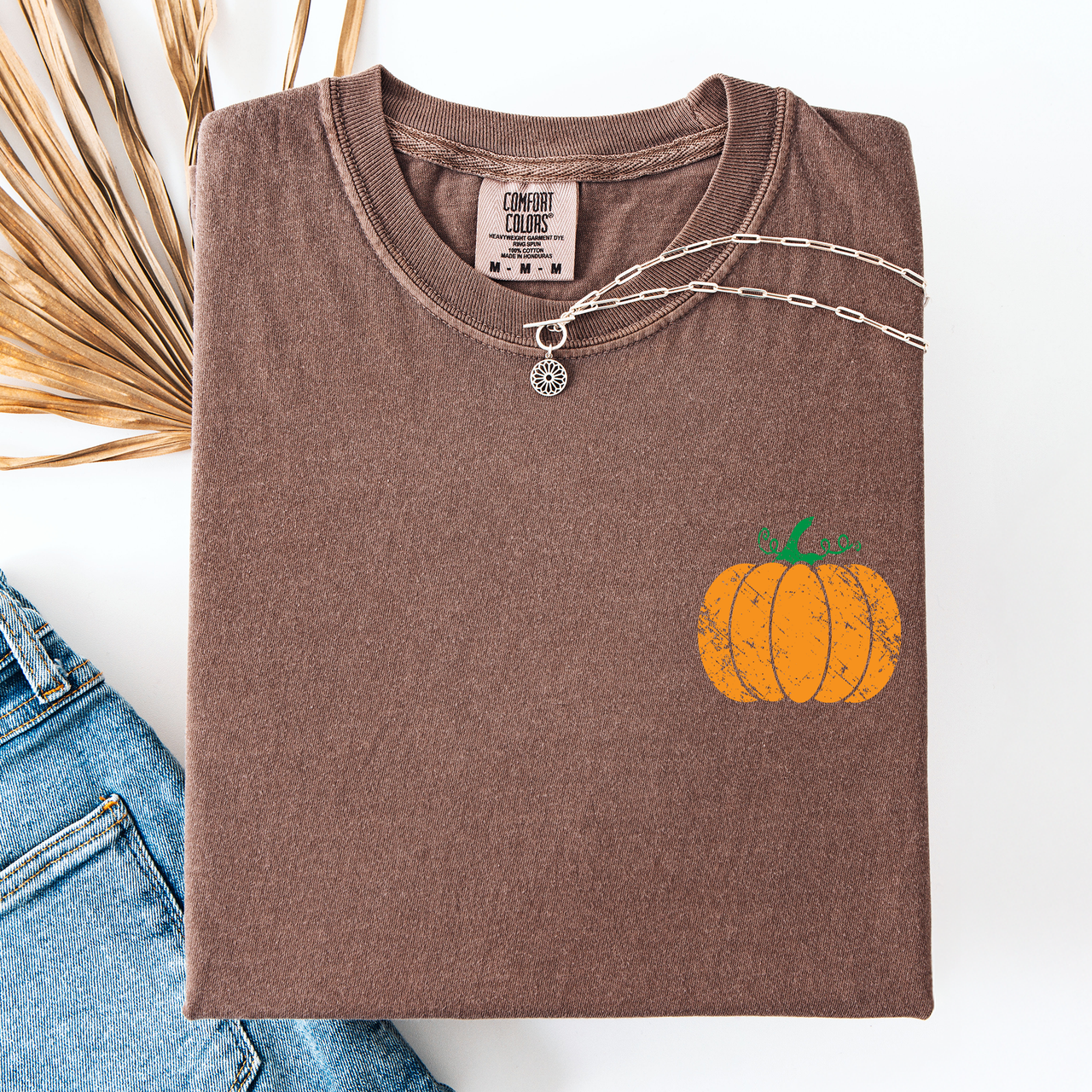 Mama Pumpkin Pattern Watercolor Leopard Pumpkins With Hand-Painted Bouquet Comfort Colors Tee