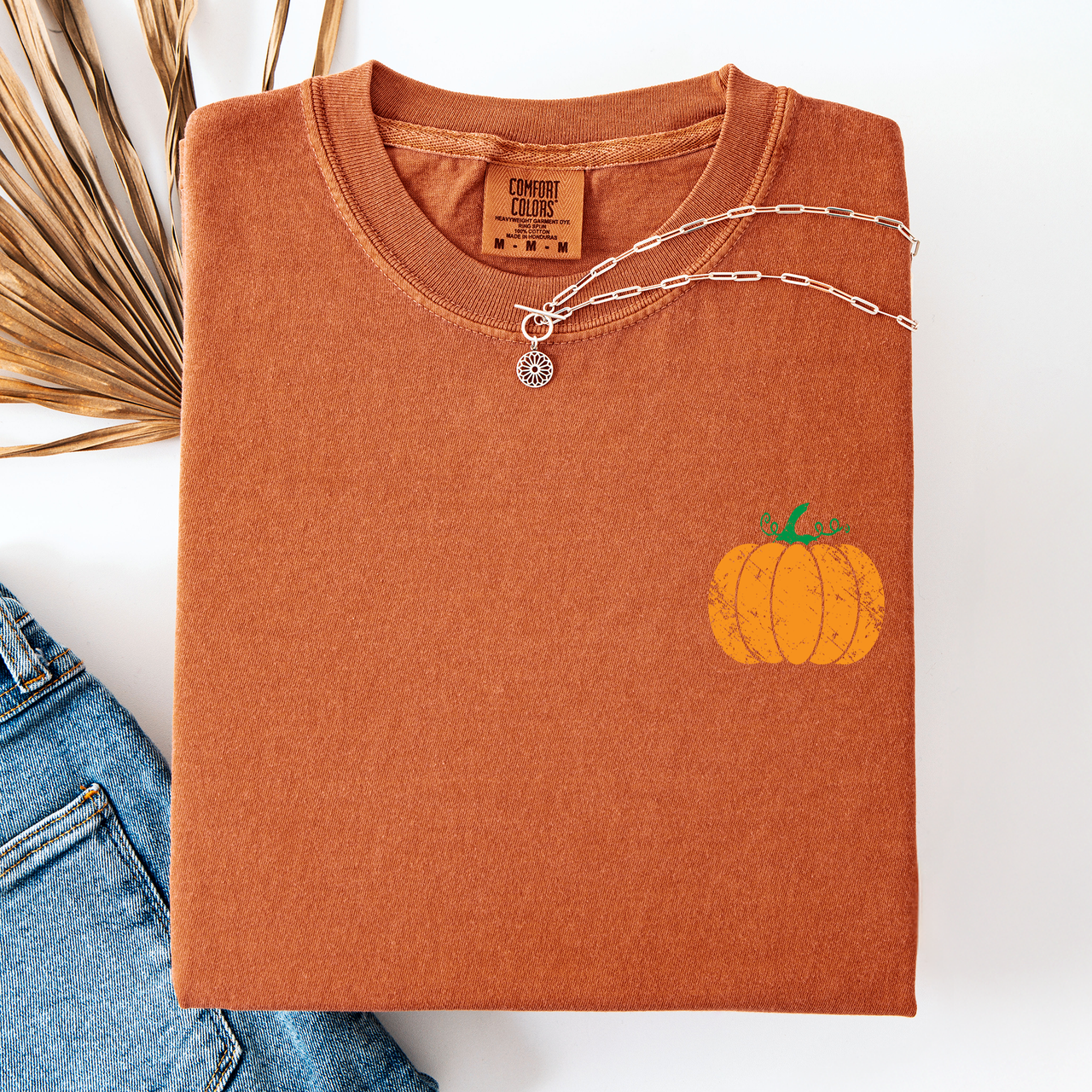 Mama Pumpkin Pattern Watercolor Leopard Pumpkins With Hand-Painted Bouquet Comfort Colors Tee